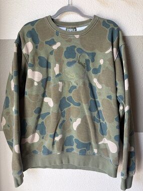 Staple Men’s Large Stuyvesant Washed Crewneck Sweatshirt Pullover Camo Pidgeon